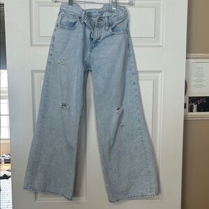 Old Navy Light Blue Wide-Leg Distressed Kids Jeans